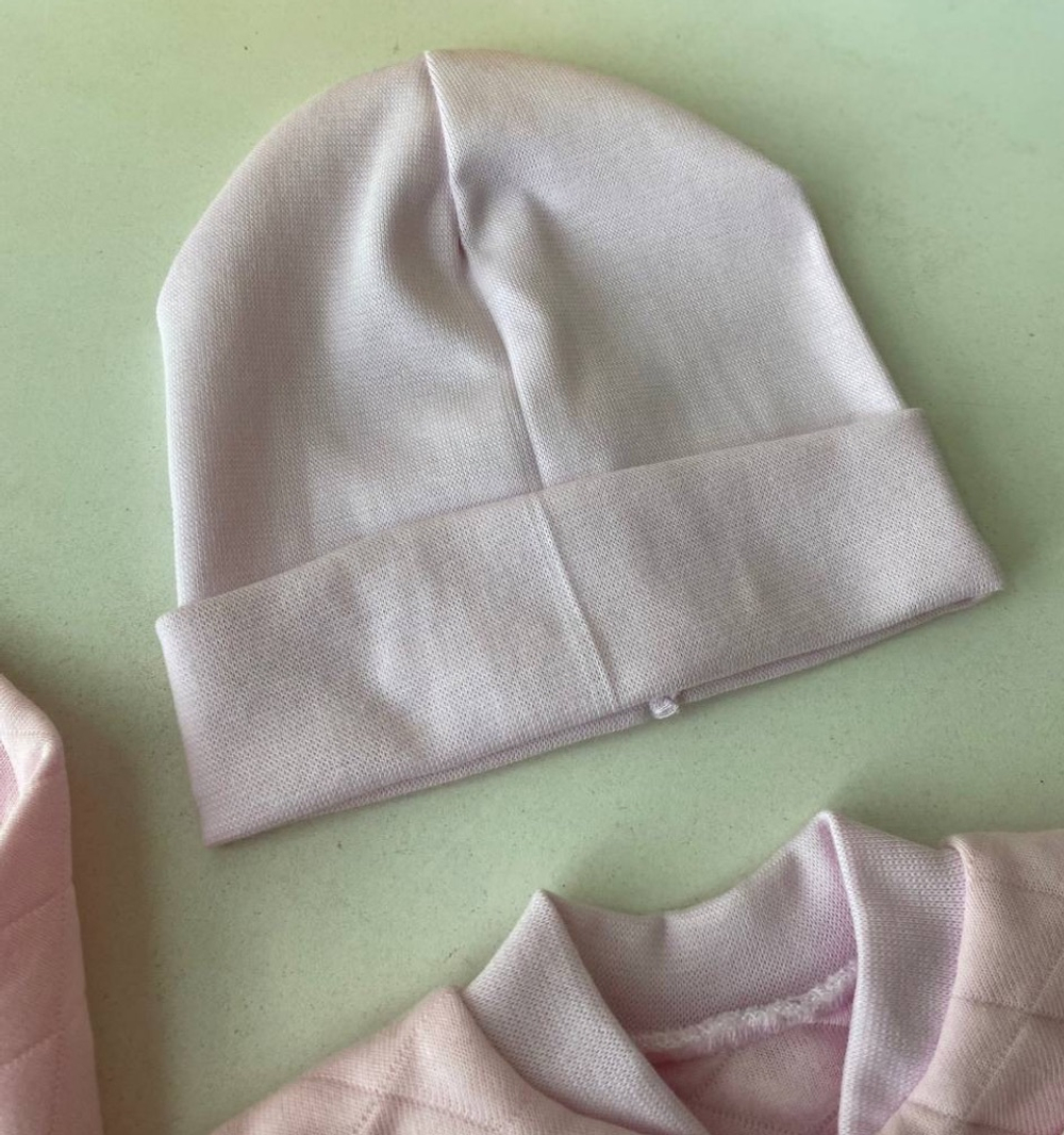 Комплект на выписку "Малышки" (7 пр.) - лето (плед,комб.-мол, комб-кн,шап. с отв, шап.,цап.,бант (Цвет: Розовый)