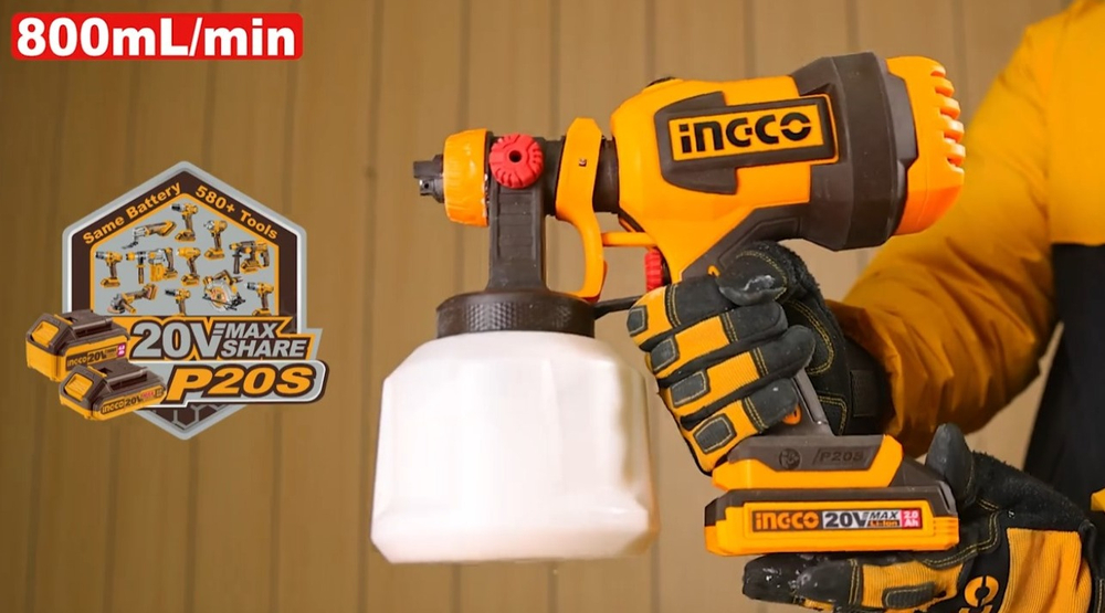 Краскопульт аккумуляторный INGCO CSGLI20042 20 В 120DIN 1х2Ач