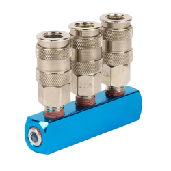 WDK-83MT Распределитель пневматический, 3 быстроразъемных EU соединения, 3 входа с резьбой 1/4"