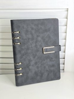 Блокнот органайзер А5 на кольцах 96 л. на магните в линейку гранитно-серый(5919-4)