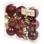Новогодние шары 3 см (набор 9 шт) «Микс фактур», темный рубин