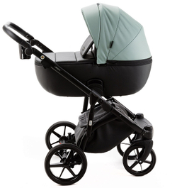 Детская коляска Adamex Nola Deluxe 2 в 1 N-SD103 (СЕРО-ЗЕЛ. КОЖА + ЧЕРН.КОЖА)