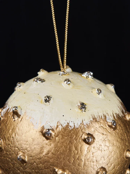 Винтажный шар Сокровища Посейдона 13 см., золото с блестками, 1 шт., Christmas DeLuxe (89039)