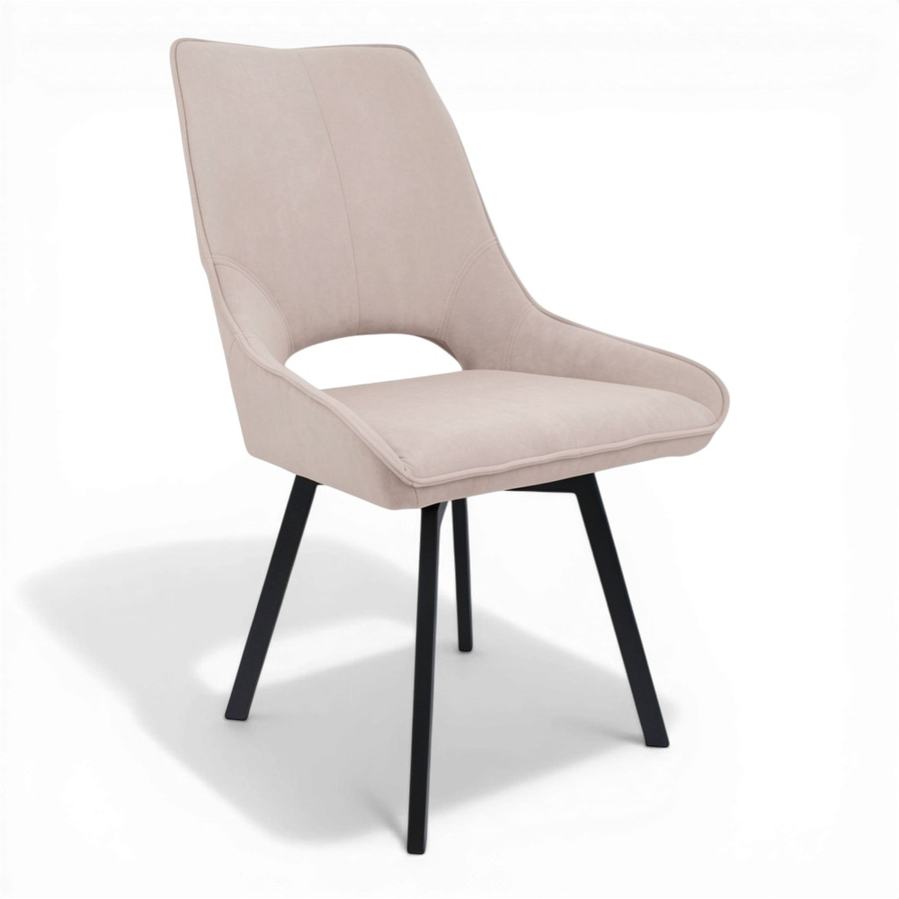 Стул поворотный "Барри 360" (арт. 368П), велюр Бренди В03 бежевый, ножки профильные черные