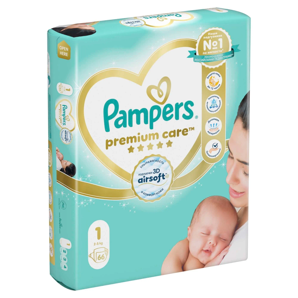 Подгузники Pampers Premium Care 1 66 шт