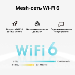 Беспроводной маршрутизатор TP-Link Mesh Deco X20-4G 802.11ax, 1800(574+1200) Мбит/с, 2.4ГГц и 5ГГц, 2xLAN 4G+ (1-pack)