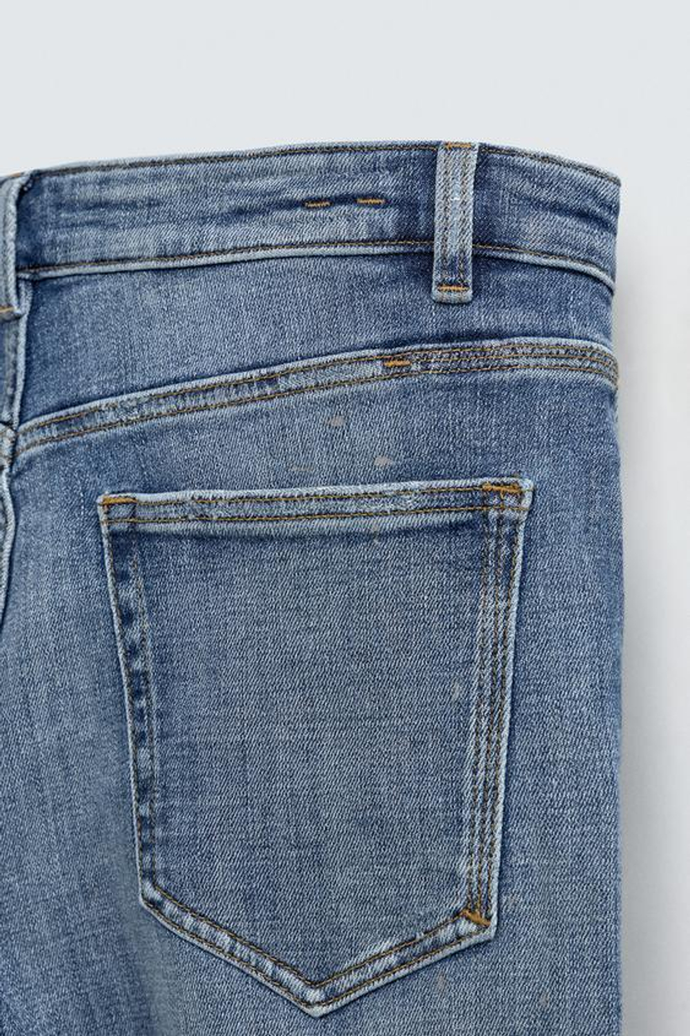 ZARA ДЖИНСЫ SKINNY FIT С ДЫРАМИ, ВЫЦВЕТШИЙ СИНИЙ