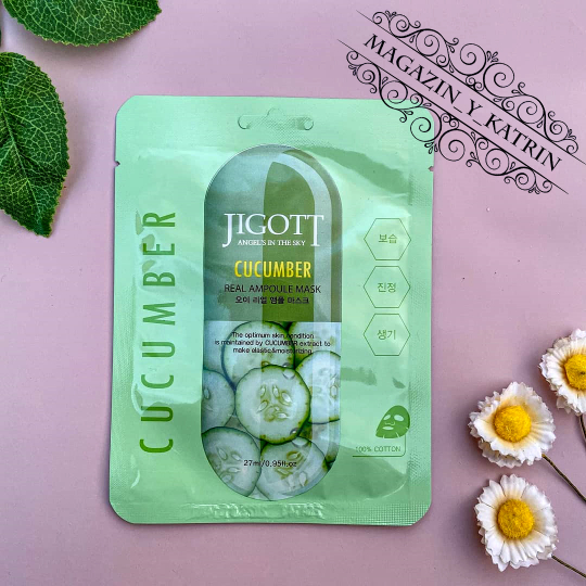 Jigott. Тканевая маска с экстрактом огурца Real Ampoule Mask Cucumber