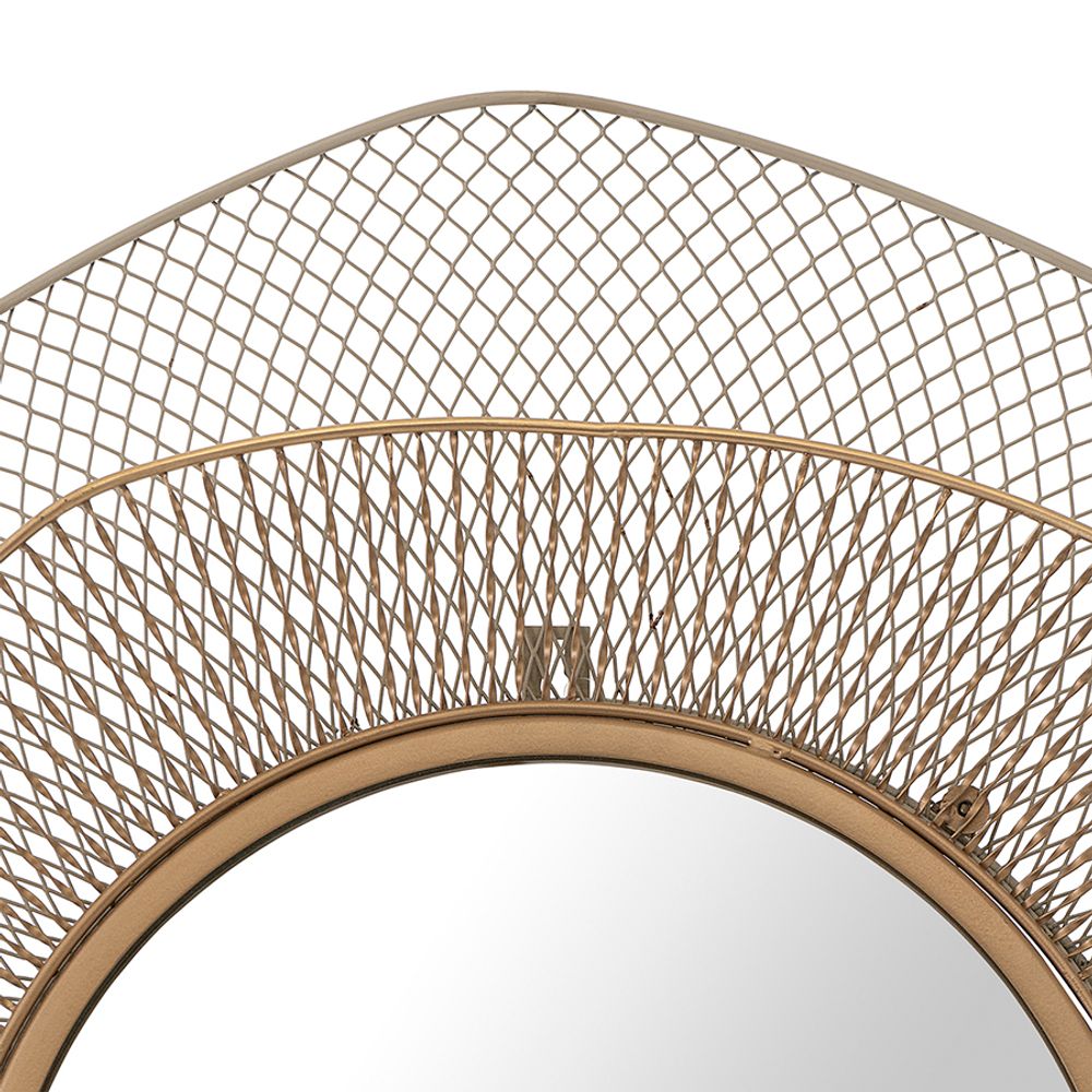 Зеркало настенное Vinger, Ø79 см, бежевое/золотое
