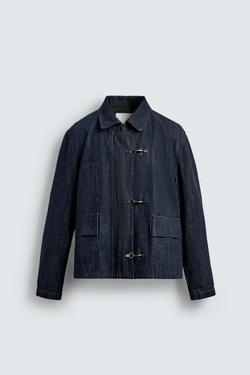 ZARA ДЖИНСОВАЯ КУРТКА С ЗАСТЕЖКОЙ-ТОГГЛ, ИНДИГО