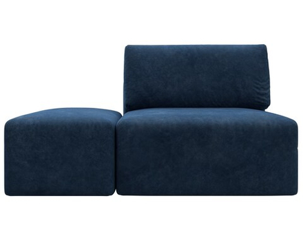 Модули диван и пуф Лига-060 НПБ, BRUT 11 синий, Велюр, 129605
