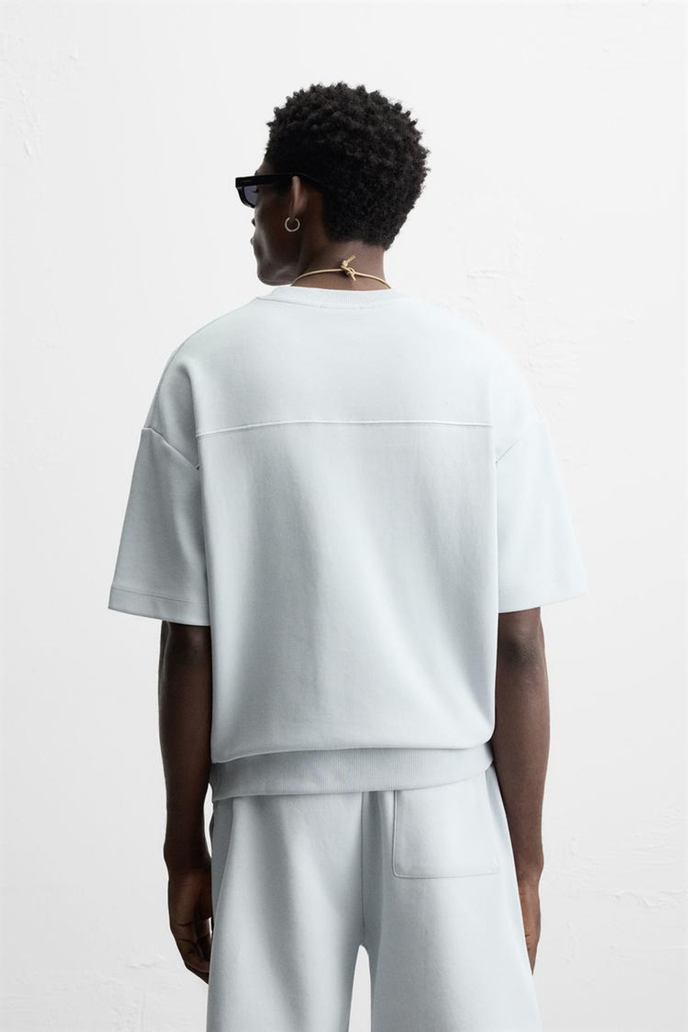 ZARA ТОЛСТОВКА INTERLOCK ИЗ РЕЛЬЕФНОЙ ТКАНИ, ПУДРОВО-СИНИЙ