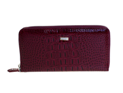 Женский большой кошелёк клатч с ремешком на запястье бордовый под крокодила из натуральной кожи CS21-26D в коробке
