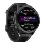 Спортивные часы Garmin Forerunner 570, 47 мм, силиконовый ремешок цвета «полупрозрачный чёрный»/чёрный Сланцево-серый алюминиевый безель, AMOLED-дисплей с Gorilla Glass 3. Ремешок с классической застёжкой — на запястье обхватом 135–205 мм