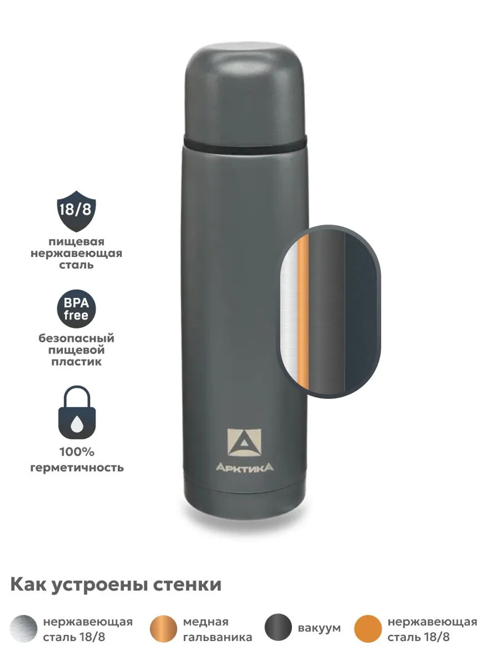 101 Термос классический New, 1 литр