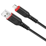 Кабель USB - Lightning HOCO X59, 2,4A (черный) 1м (в оплетке, с усиление сгиба)