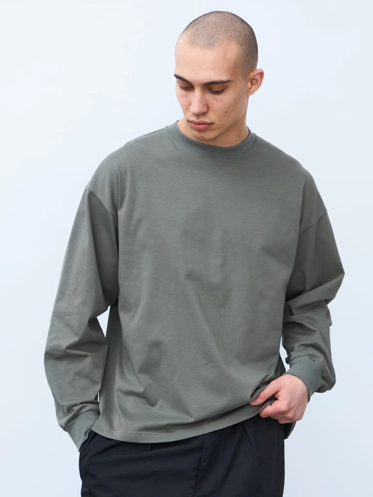 Лонгслив оверсайз (серо-зеленый) 230 г