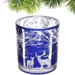 Подсвечник «Зимний лес» 7*7,8 см, Синий