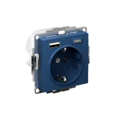 Розетка AtlasDesign 16А с 2-мя заряд. устройствами USB тип A+C 5В/2.4А/3.0А 2х5В/1.5А механизм аквамарин SE ATN001132