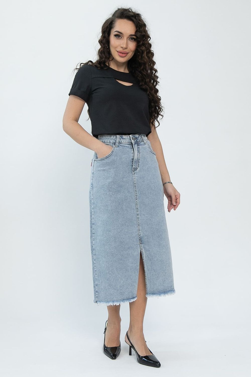 Юбка Самара (серо-голубая) Ю13576-4М LT Collection