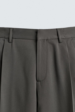 ZARA БРЮКИ WIDE FIT СО СКЛАДКАМИ, АНТРАЦИТОВО-СЕРЫЙ