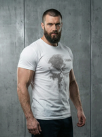 Футболка спортивная хлопковая мужская белая LEGENDA Череп Каратель