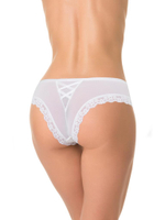 Трусы-бразилианы с имитацией шнуровки (Размер: S) (Цвет: бежевый с черным)