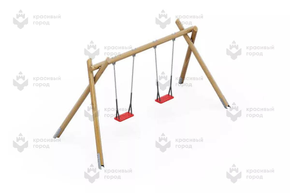 Качели на круглых столбах 2 подвеса