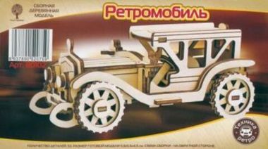 Сборная модель из дерева Ретромобиль-2 (mini), Чудо-дерево, 53 детали