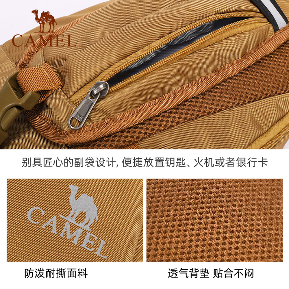CAMEL 6L Cycling Bag Crossbody Bag Sling Bag Outdoor Bag Fabric Camel/Black Unisex
