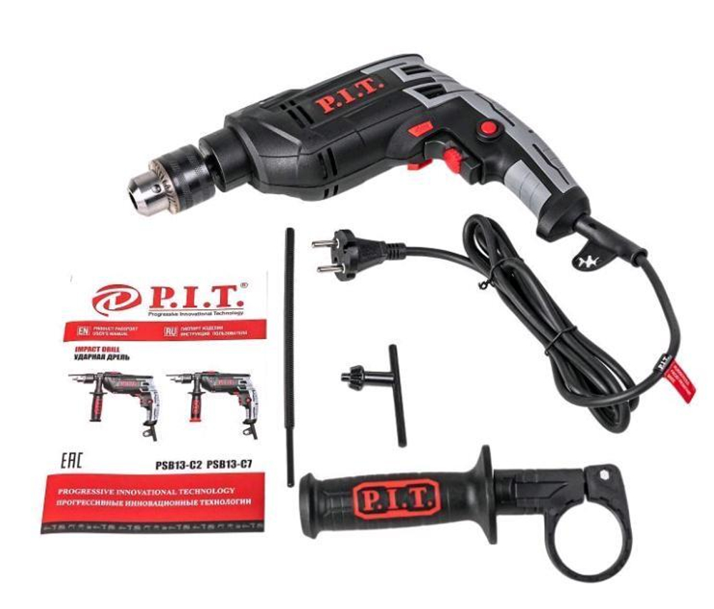 Дрель ударная PSB13-C2 (780Вт, ключевой патрон 13мм, 0-3000 об/мин) P.I.T.