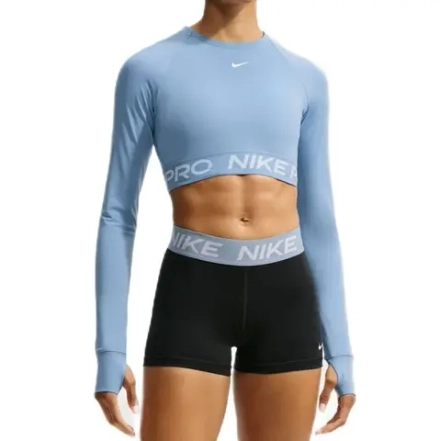 Женская теннисная футболка   Nike Pro 365 Dri-Fit Cropped Long-Sleeve - work blue/white