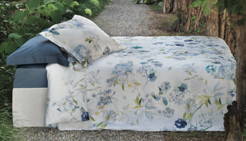 Постельное белье 2 спальное евро Mirabello Fresh Bouquet бело-голубое