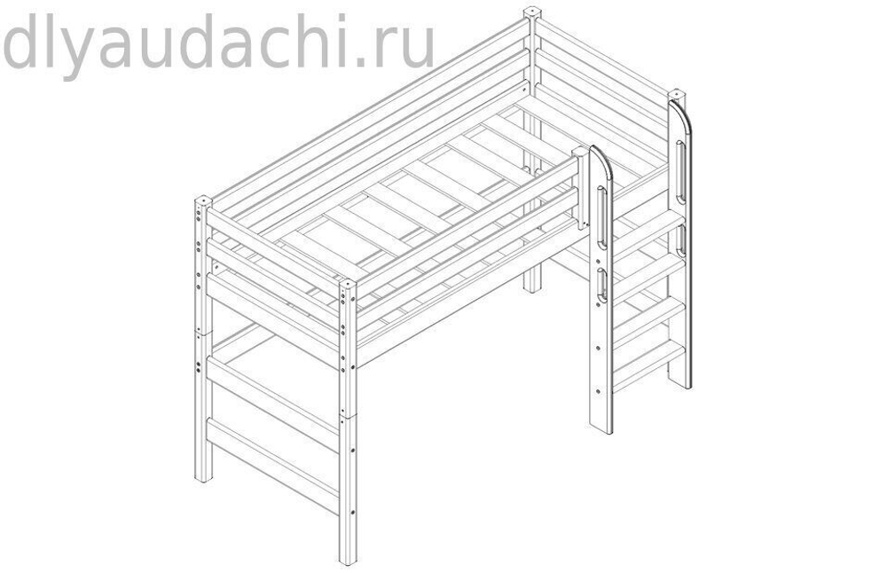 Вариант 5 Полувысокая кровать "Соня" с прямой лестницей Белый