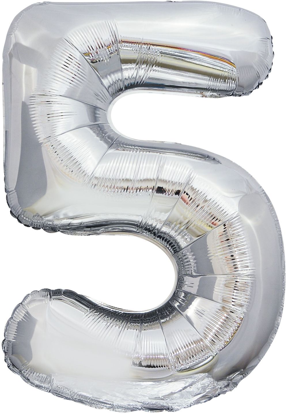 Шар (34"/86 см) Цифра, 5, ЭКО, Серебро, в упаковке 1 шт.