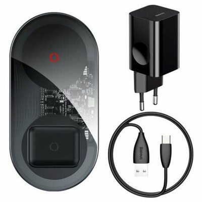Беспроводная зарядная станция для двух устройств 20W Xiaomi Baseus + Адаптер 24W