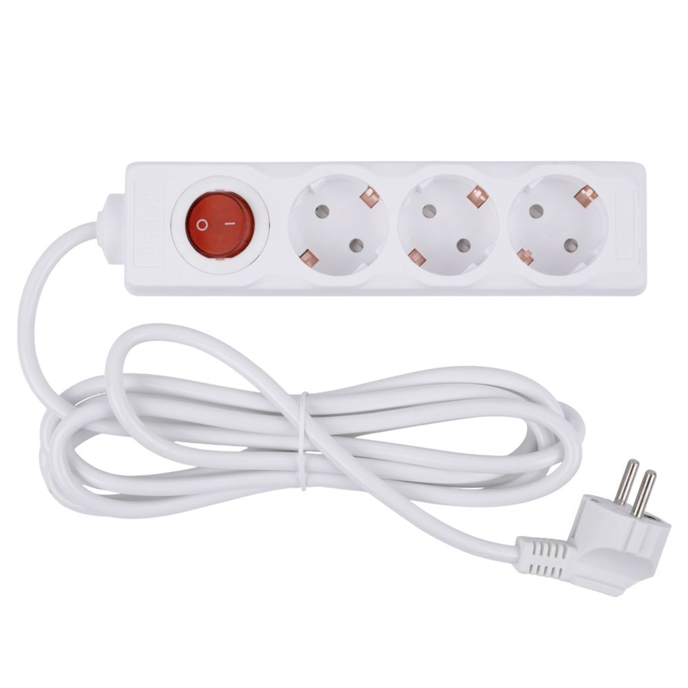 S-GCU3-3B WHITE Удлинитель серии Ultra. шнур 3м.. 3 гнезда. 16A. с-з. Белый. TM Uniel