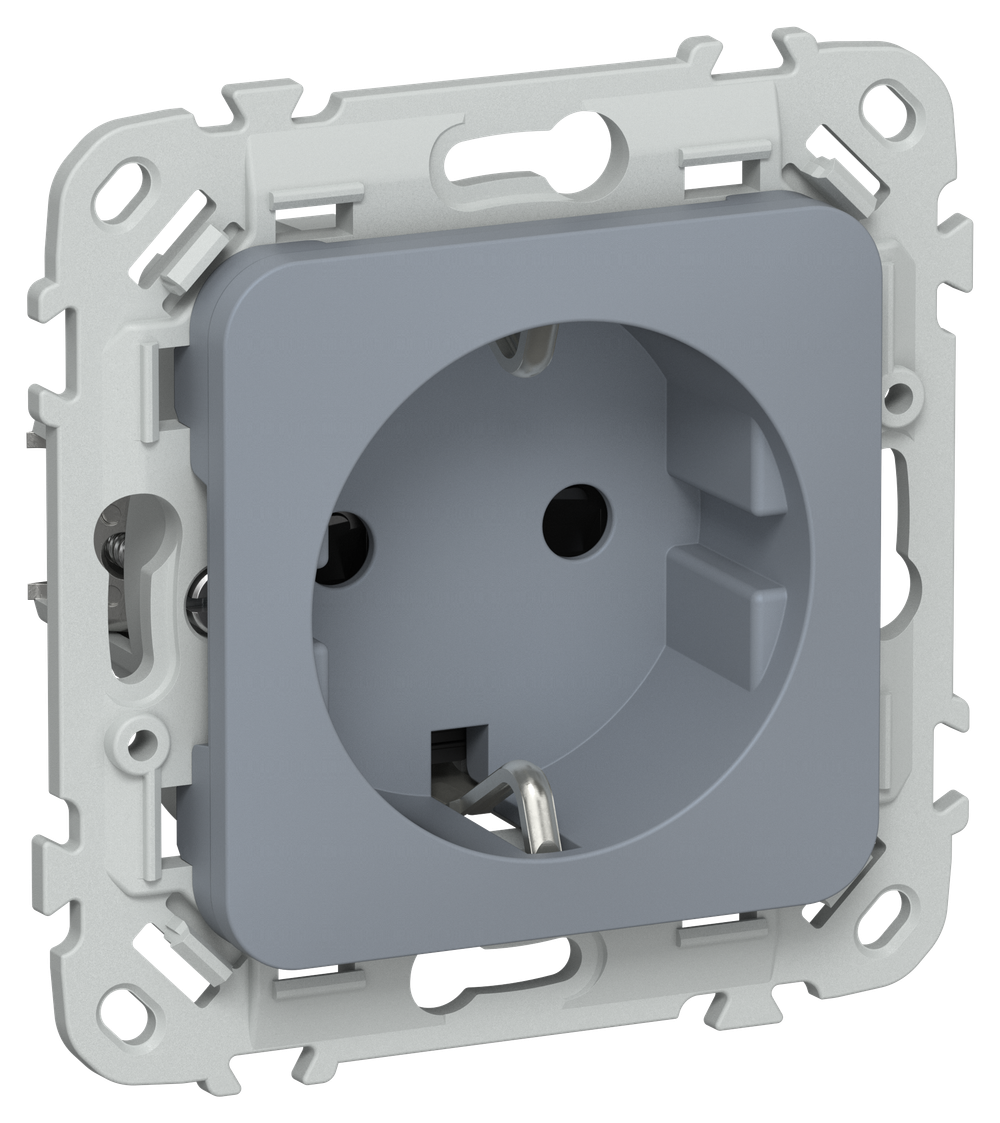 FLITE Розетка с заземлением с защитными шторками 16А РСш11-0-ФлМ маренго IEK