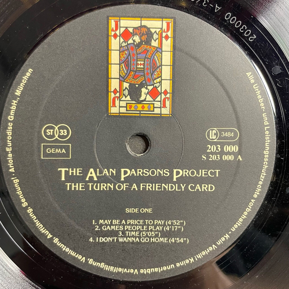 Винтажная виниловая пластинка LP The Alan Parsons Project The Turn Of A Friendly Card (Germany 1981) The Ace Of Swords