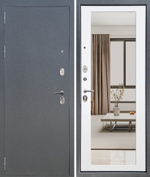 Входная дверь FlyDoors АРКАН ЗЕРКАЛО Букле графит - Velluto Bianco