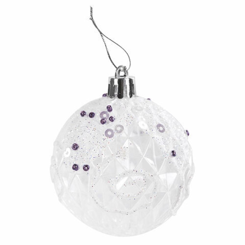 Шары ёлочные 9 шт., 6 см, "Crystal Silence", пластик, цвет: белый/серебристый, ЗОЛОТАЯ СКАЗКА, 591988