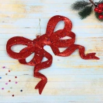 Украшение новогоднее «Бант сияющий» 17*18 см, Красный