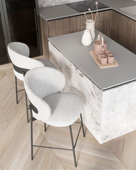 Стул полубарный Блейз букле светло-серый