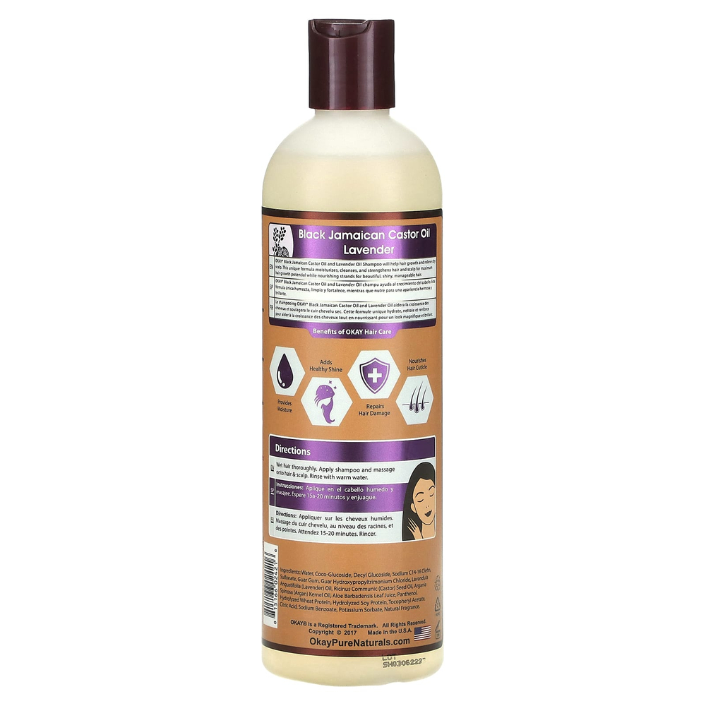 Okay Pure Naturals, Черное ямайское касторовое масло, шампунь, лаванда, 355 мл (12 жидк. унц.)