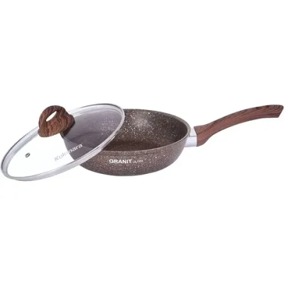 Сковорода 240мм со съемной ручкой, стекл. крышкой, АП линия «Granit ultra» (red)