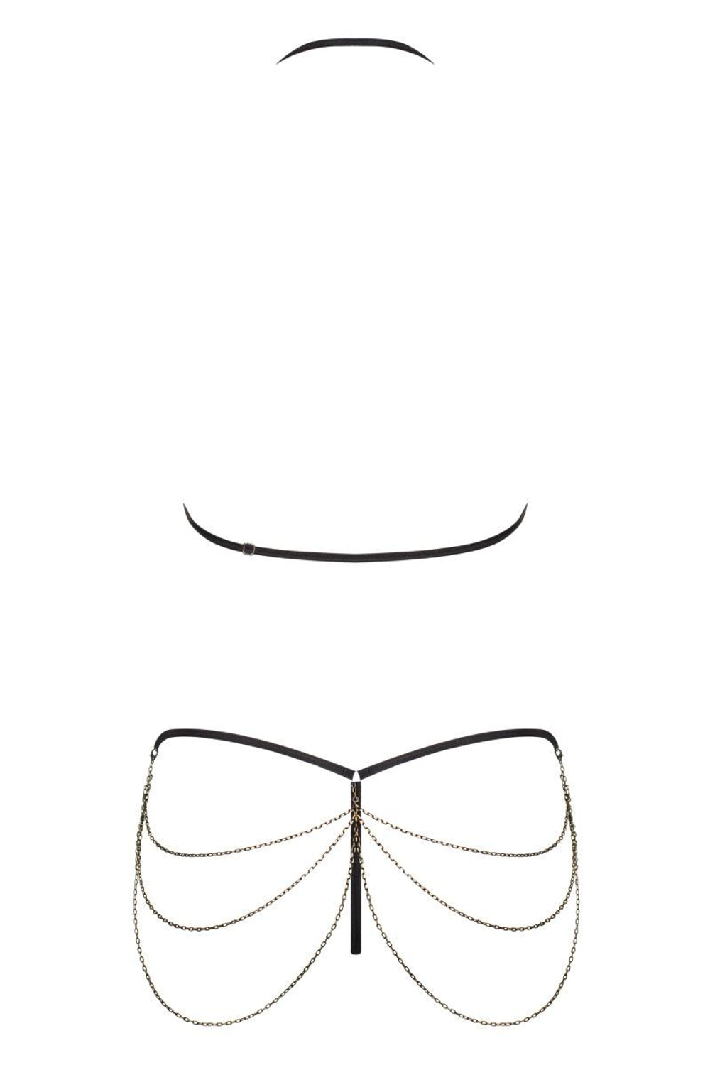 Эффектный комплект белья Redella с цепочками (Размер: S-M) (Цвет: черный)