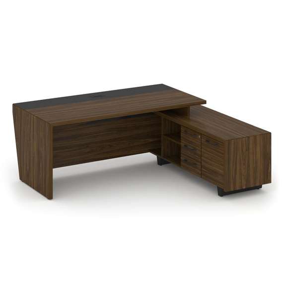 Corner Стол руководителя с тумбой COR.SRT-20 (R) Орех Лоренцо/Графит/Металл Графит 2000*1800*750