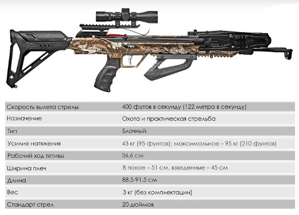 Арбалет блочный Ek HEX-400 камуфляж (c комплектацией)