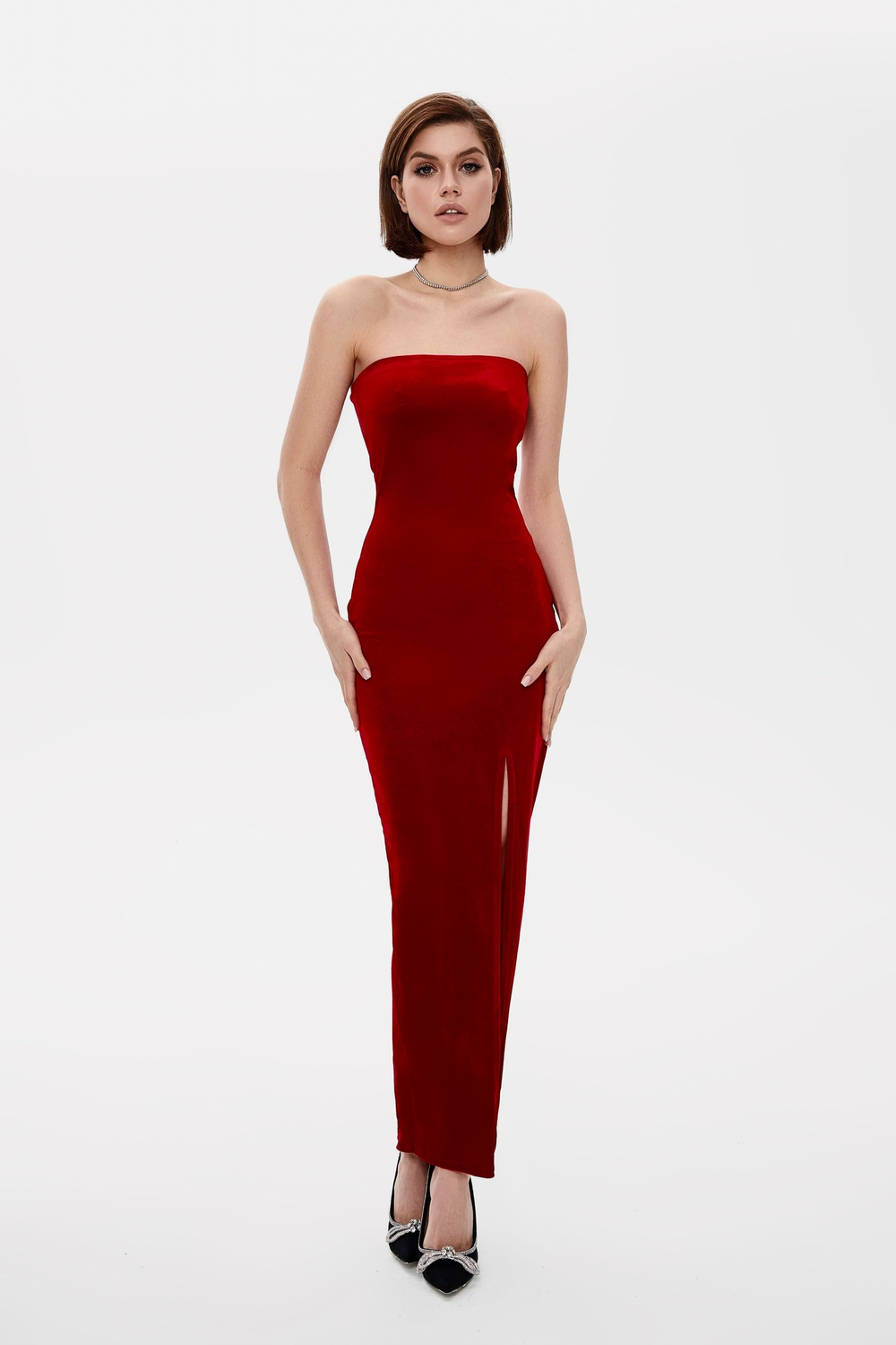 Платье длинное с разрезом