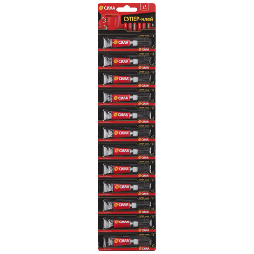 Супер-клей СИЛА SSBL12-3 СВЕРХПРОЧНЫЙ 3 г лента 12 шт.